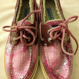 Sperry Topsider Sequin Boat Shoe with Faux Fur